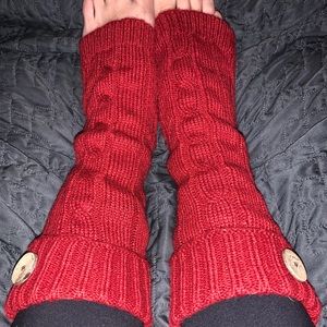 Red Leg Warmers with Button